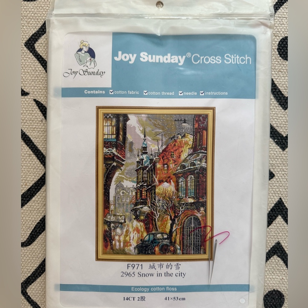 Joy Sunday Urban Winter Scene Cross Stitch Kit - Multicolor